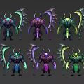 Game And Movie Monster Character Designs With Horned Features Bladed Wings And Various Colors