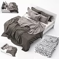 Double Bed Bedding Showcase With Neutral Tones Pillows And Various Styles 3d model