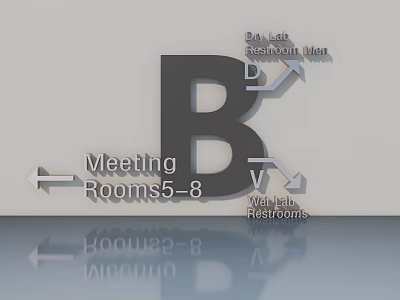 Swing Door Directional Signage Indicating Meeting Rooms Data Lab and Restrooms 3d model