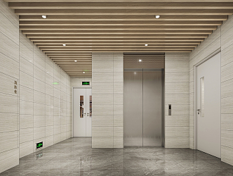 Modern elevator hall negative first floor elevator hall 3d model