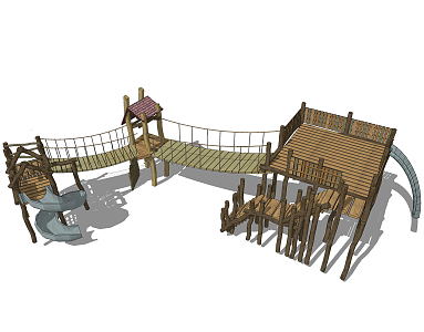 Modern Amusement Equipment Children's Theme Park Outdoor Extended Wooden Platform 3d model