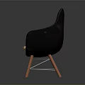 Modern Black Cocoon Shaped Chair With Wooden Legs And Furry Cushion