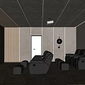 Modern Home Theater With Large Projection Screen Comfortable Reclining Sofas And Ambient Ceiling Lighting 3d model