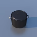 Black Cooking Pot With Silver Handles And Lid For Home Kitchen Cookware Use
