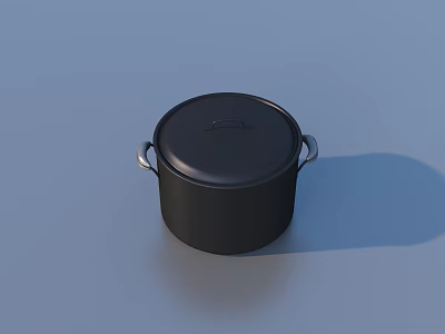 Black Cooking Pot With Silver Handles And Lid For Home Kitchen Cookware Use 3d model