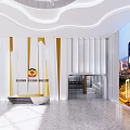 Modern Lounge Area Design With Wooden Partitions Coffee Station And White Circular Tables