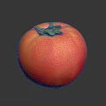 Fresh Ripe Glossy Red Tomato With Green Stem On Gray Background