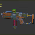 Futuristic Sci Fi Weapon With Orange Green Red Color And Mechanical Design Features