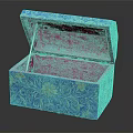 Decorative Ornament Box Set With Blue Floral Vine Patterns Open Pink Interior 3d model