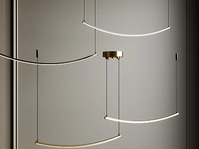 Modern Curved Pendant Lights With Gold Base And Sleek Design For Interior 3d model