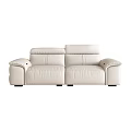 Modern Light Colored Leather Two Seater Sofa With Comfortable Backrest And Armrests