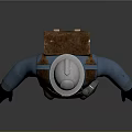 Game Movie Character In Blue Uniform Standing With Helmet And Brown Belt Gear