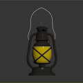 Gray Lantern With Wire Handle And Yellow Crossed Line Shade On Dark Gradient Background