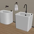 Modern Bathroom Accessories White Square Basins Faucets Towel Rack With Hanging Towel