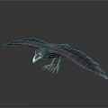Purple Raven Flying with Spread Wings and Sharp Claws on Dark Background 3d model