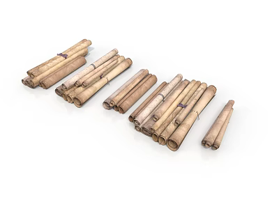 Natural Brown Cinnamon Sticks Bundled For Cooking And Baking Spices 3d model