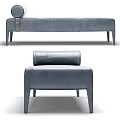 Modern Gray Leather Sofa Bench With Roll Back Design And Slim Legs 3d model