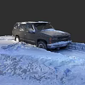 Snow Covered SUV Vehicle Parked On Snowy Ground In Winter Environment