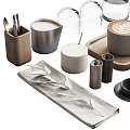 Minimalist Modern Decorative Ornament Set With Glass Bottle Coffee Cup Wooden Tray And Storage Jars