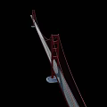 Iconic Red Suspension Bridge With Tower Structure And Cable Design Details 3d model