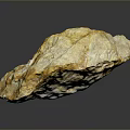 Natural Stone Material With Yellowish White Color And Irregular Shape On Dark Reflective Background