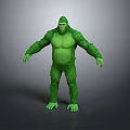Green Muscular Gorilla Like Character Standing As Giant Mythical Creature