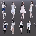 Multiple Women Showcasing Stylish Fashion Outfits With Dresses Skirts And Tops