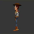 3D Toy Cowboy Character With Brown Hat Yellow Plaid Shirt Blue Jeans And Arms Outstretched