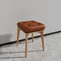 Minimalist Single Chair With Brown Button Tufted Seat And Light Wooden Legs