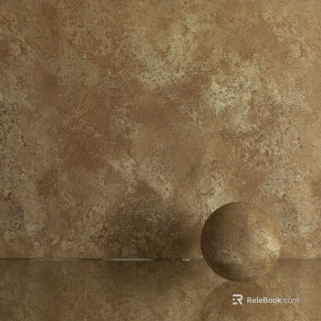 Round Stone Component Placed On Flat Surface Against Brown Textured Wall 3d model 