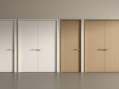 Modern Double Doors In White And Wooden Finish For Home Interior Design 3d model