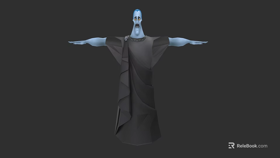 Game and Movie Character With Blue Skin White Eyes Dark Robe and Outstretched Arms 3d model 