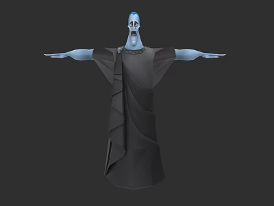 Game and Movie Character With Blue Skin White Eyes Dark Robe and Outstretched Arms 3d model