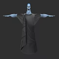 Game and Movie Character With Blue Skin White Eyes Dark Robe and Outstretched Arms