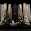 Decorative Ornament Combination With White Dress Model Flower Bouquets Green Plants Beige Curtains And Chandeliers
