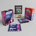 Various Daily Use Products Including Cortex Classic And Durex Elite Condom Boxes Sachets 3d model