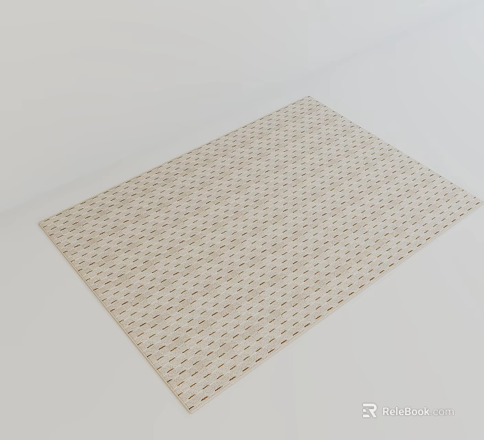Beige Square Rug With Subtle Geometric Pattern On Clean White Floor In Minimalist Space 3d model 