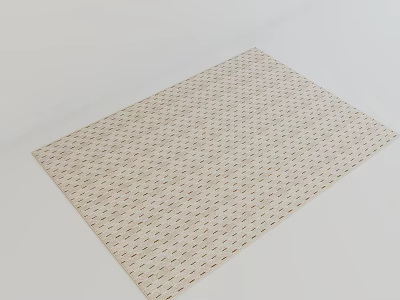 Beige Square Rug With Subtle Geometric Pattern On Clean White Floor In Minimalist Space 3d model