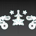Golden Decorative Sculptural Carvings With Floral Scroll And Classical Design Elements