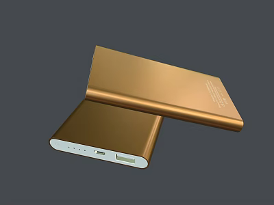 Portable Golden Power Bank Pair With USB Ports For Mobile Devices Charging 3d model