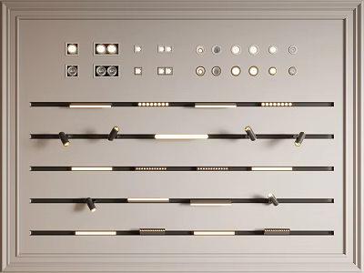 Downlights and Spotlights Display With Various Styles Designs and Mounting Accessories 3d model