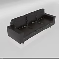 Modern Black Leather Sectional Sofa With Sleek Design And Comfortable Seats 3d model