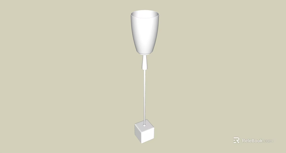 Minimalist White Floor Lamp With Cylindrical Shade Slim Pole And Square Base 3d model 