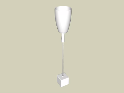 Minimalist White Floor Lamp With Cylindrical Shade Slim Pole And Square Base 3d model