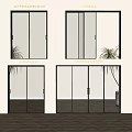 Different Sliding Door Designs With Transparent Frosted Ribbed Glass And Black Frames
