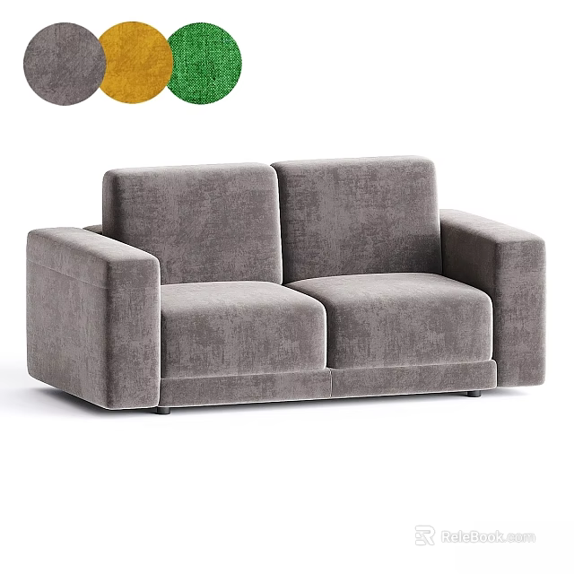 Modern Gray Two Seater Sofa With Soft Fabric Upholstery And Simple Lines 3d model