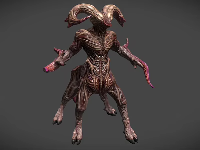 Mythical Monster With Ram Horns Muscular Textured Body Multiple Limbs And Sharp Claws 3d model