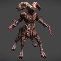 Mythical Monster With Ram Horns Muscular Textured Body Multiple Limbs And Sharp Claws