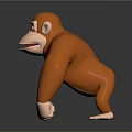 Cartoon Style Orange Gorilla 3D Sculpture in Standing Pose with Shiny Surface