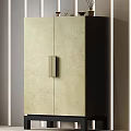 Modern Beige Wardrobe With Double Doors Minimalist Design And Sleek Metal Handles